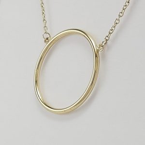 9ct Yellow Gold Circle Pendant on Trace Chain-0