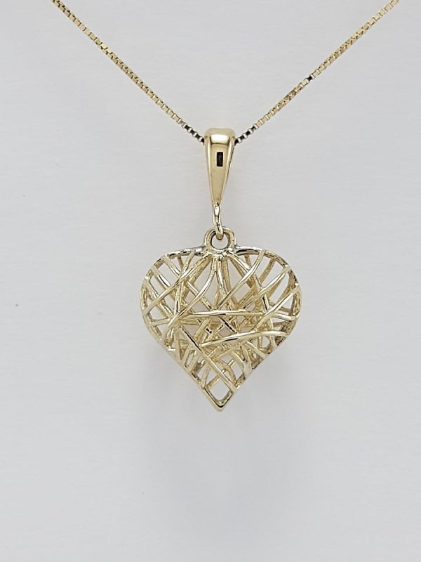 9ct Yellow Gold Heart Shaped Pendant and Chain-0