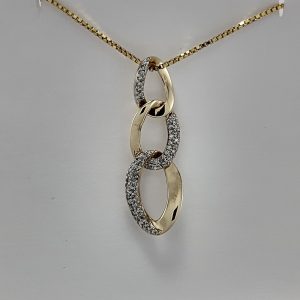 9ct Yellow Gold Diamond set Curb Link Pendant on Chain-0