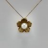 9ct Yellow Gold and Freshwater Pearl Flower Pendant on Chain-0
