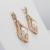 9ct Red Gold Freshwater Pearl and Diamond Drop style Earrings-1341