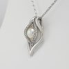 9ct White Gold Diamond and Freshwater Pearl Pendant and Chain-1354