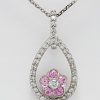18ct White Gold Pink Sapphire and Diamond Pendant and Chain-0