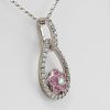 18ct White Gold Pink Sapphire and Diamond Pendant and Chain-1356