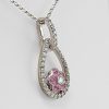 18ct White Gold Pink Sapphire and Diamond Pendant and Chain-1356