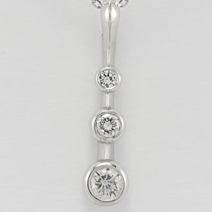 18ct White Gold Diamond Trilogy Pendant on Chain-0