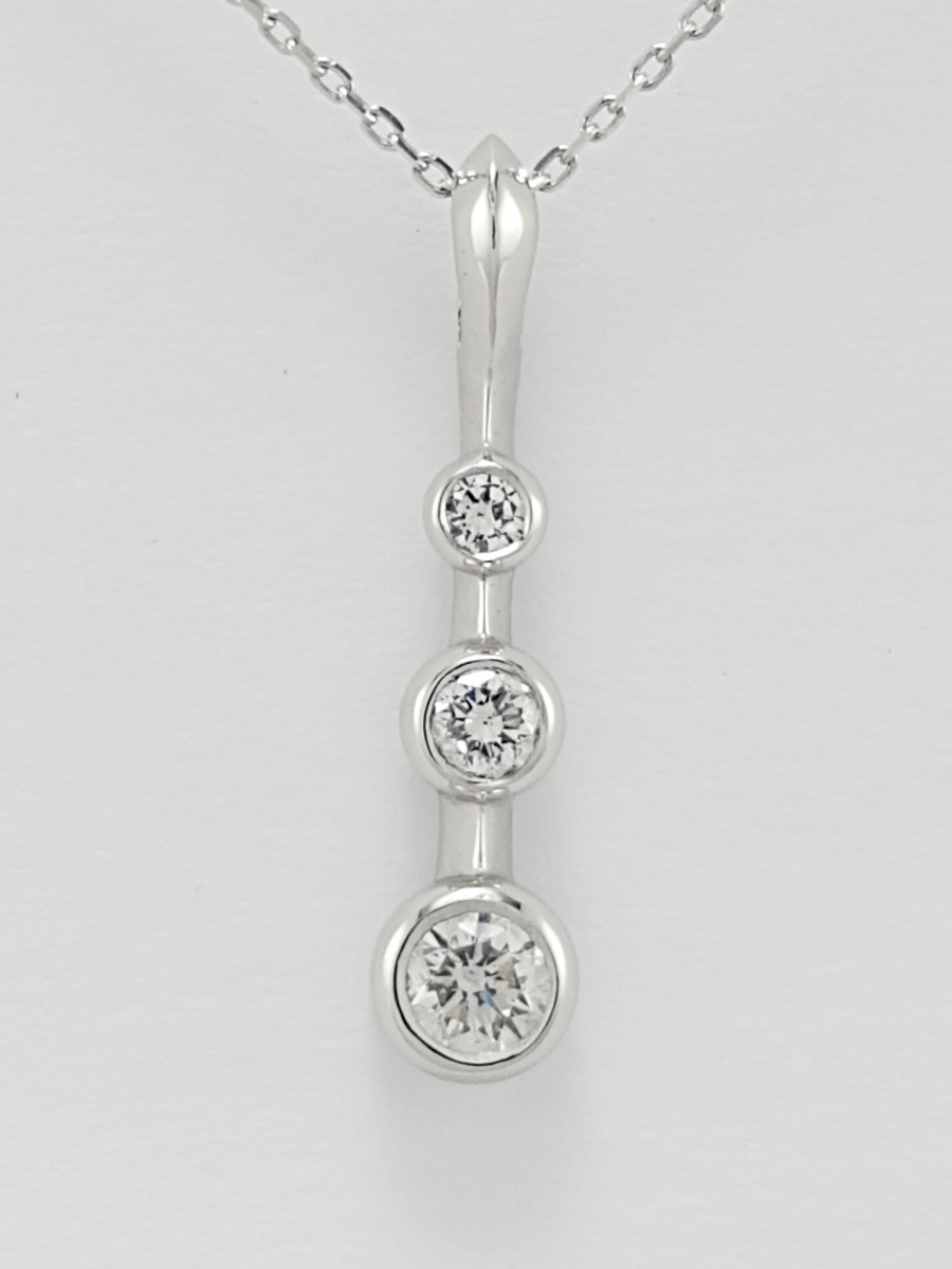 18ct White Gold Diamond Trilogy Pendant on Chain-0