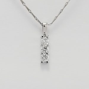 18ct White Gold Diamond set Trilogy Pendant on Chain-0