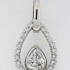 18ct White Gold Pear Shaped Diamond Pendant on Chain-0