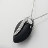 9ct White Gold Black Onyx and Diamond Heart Pendant and Chain-0