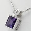 18ct White Gold Amethyst and Diamond Pendant on Chain-1391