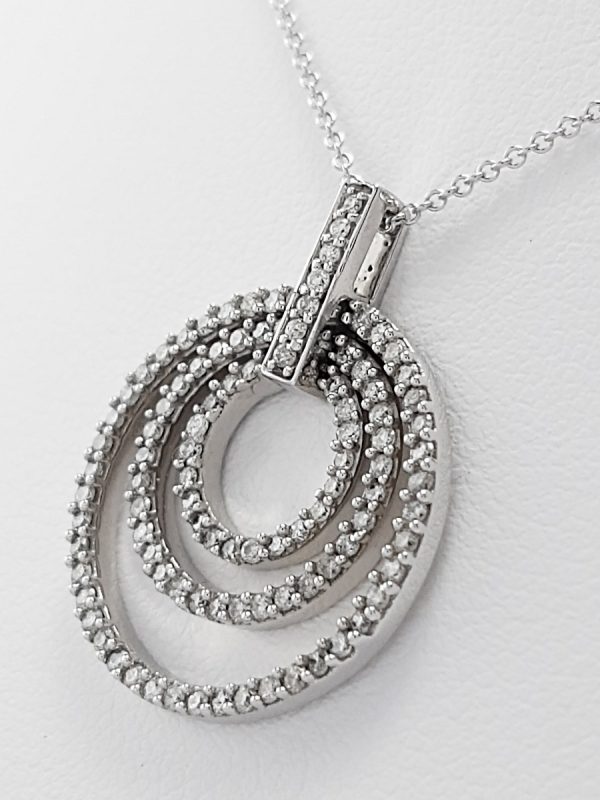 9ct White Gold Diamond Pendant and Chain-1411