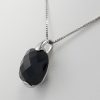 9ct White Gold Black Onyx Pendant and Chain-1406
