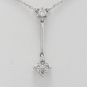 18ct White Gold Diamond Pendant on Chain-0