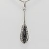 9ct White Gold Diamond set Bomber style Pendant and Chain-0