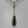 9ct White Gold Diamond set Bomber style Pendant and Chain-1375