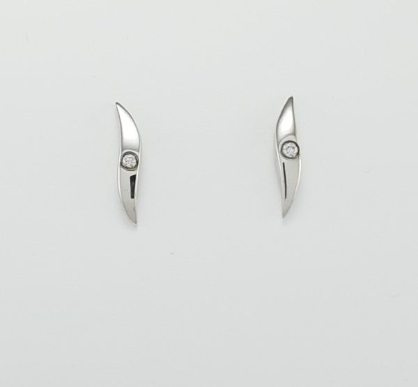 9ct White Gold Diamond set Stud Earrings-0