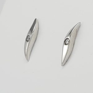 9ct White Gold Diamond set Stud Earrings-1421