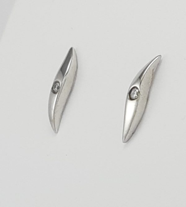 9ct White Gold Diamond set Stud Earrings-1421