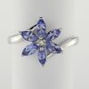 9ct White Gold Tanzanite and Diamond Flower Design Ring-1269