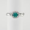 9ct White Gold Emerald and Diamond Oval Cluster Ring -1246