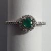 9ct White Gold Emerald and Diamond Halo design Ring-1249