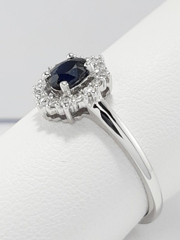 9ct White Gold Sapphire and Diamond Cluster Ring -1239