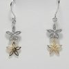 9ct Yellow and White Gold Diamond set Flower Earrings-1433