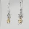 9ct Yellow and White Gold Diamond set Flower Earrings-1432