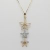 9ct Yellow and White Gold Diamond set Flower Pendant and Chain-1438