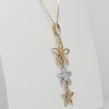 9ct Yellow and White Gold Diamond set Flower Pendant and Chain-0
