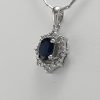 9ct White Gold Sapphire and Diamond Cluster Pendant-1444