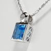 18ct White Gold Blue Topaz and Diamond Pendant on Chain-1447