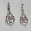 9ct White Gold Freshwater Pearl and Diamond Earrings-1456