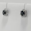 9ct White Gold Sapphire and Diamond Cluster Earrings-1458