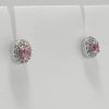 9ct White Gold Pink Sapphire and Diamond Cluster Earrings-1461