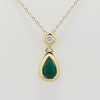 18ct Yellow Gold Emerald and Diamond pendant and chain-0