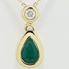 18ct Yellow Gold Emerald and Diamond pendant and chain-1467