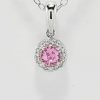 9ct White Gold Pink Sapphire and Diamond Cluster Pendant and Chain-1476