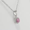 9ct White Gold Pink Sapphire and Diamond Cluster Pendant and Chain-1477