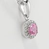 9ct White Gold Pink Sapphire and Diamond Cluster Pendant and Chain-1475
