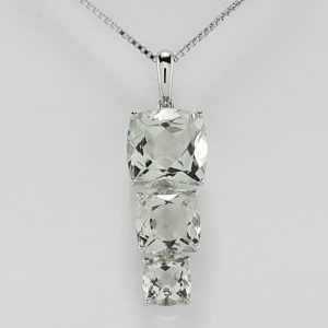 9ct White Gold Green Amethyst Pendant and Chain-0