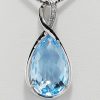 9ct White gold Blue Topaz and Diamond Pendant and chain-1502