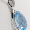 9ct White gold Blue Topaz and Diamond Pendant and chain-1503