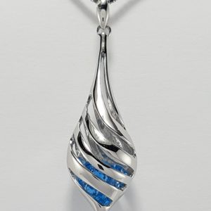 9ct White Gold Blue Topaz bomber style pendant and Chain-0