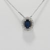 9ct White Gold Sapphire and Diamond Pendant and Chain-1547