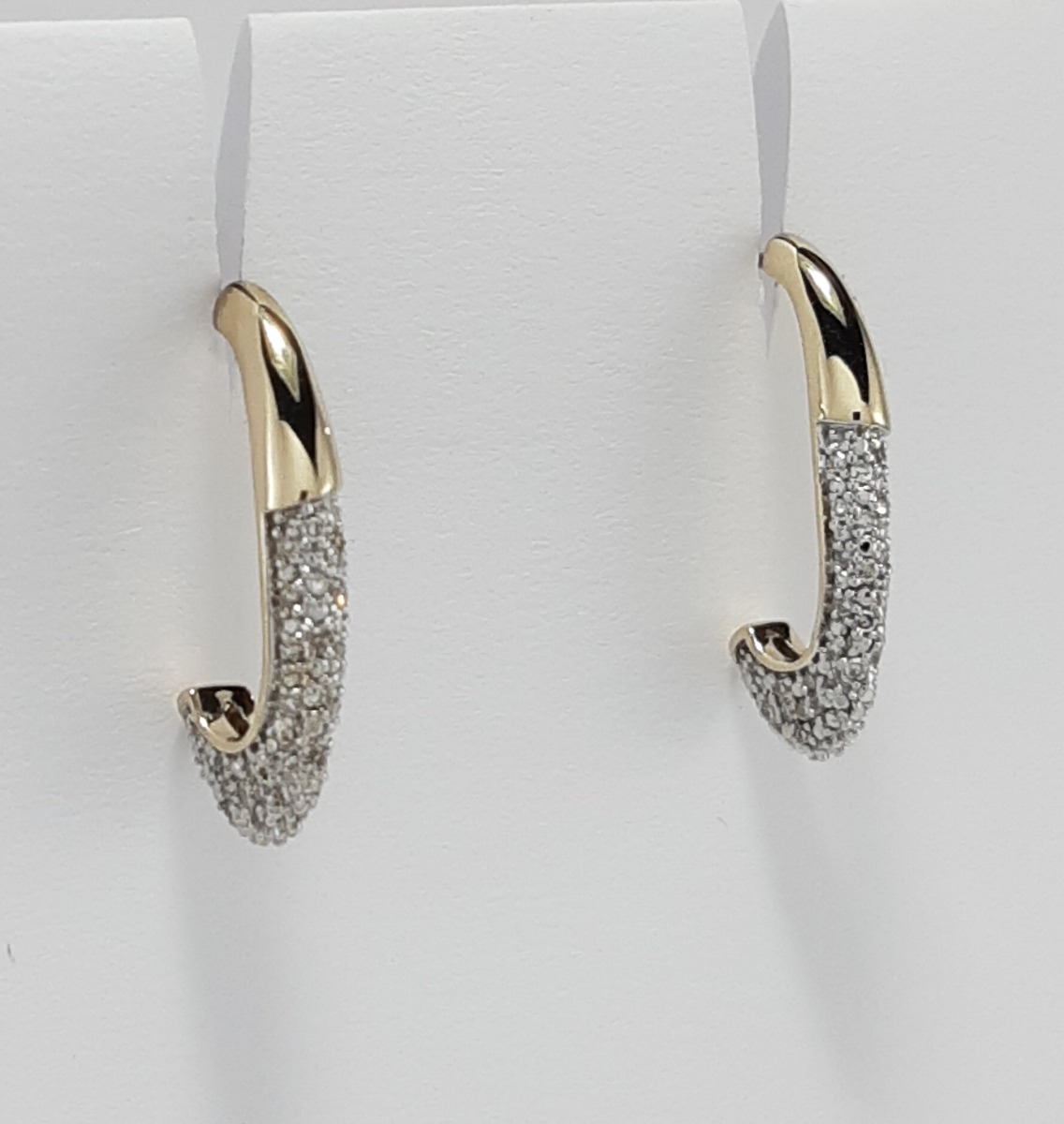 9ct Yellow Gold Diamond Half Hoop Earrings -0