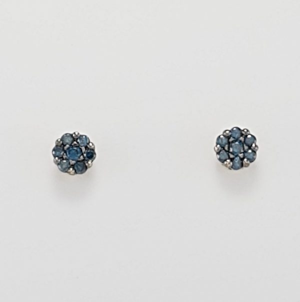 9ct Yellow Gold Blue Diamond stud Earrings-1556