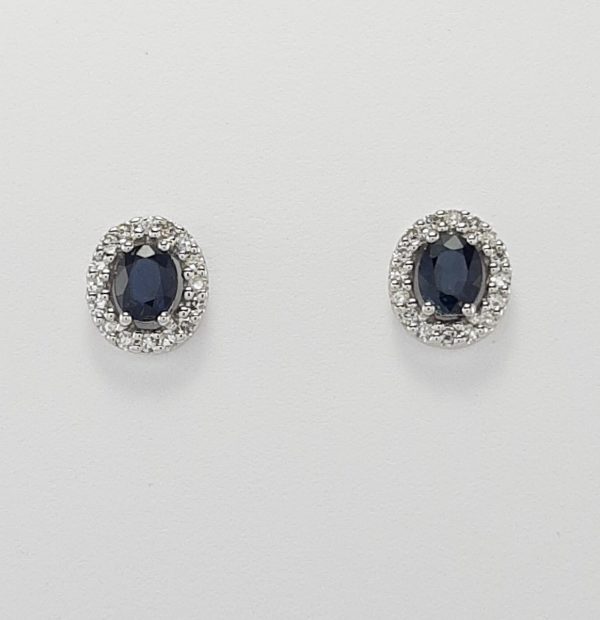 9ct White Gold Sapphire and Diamond Earrings-0
