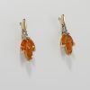 9ct Yellow Gold Mexican Fire Opal and Diamond Earrings-1570